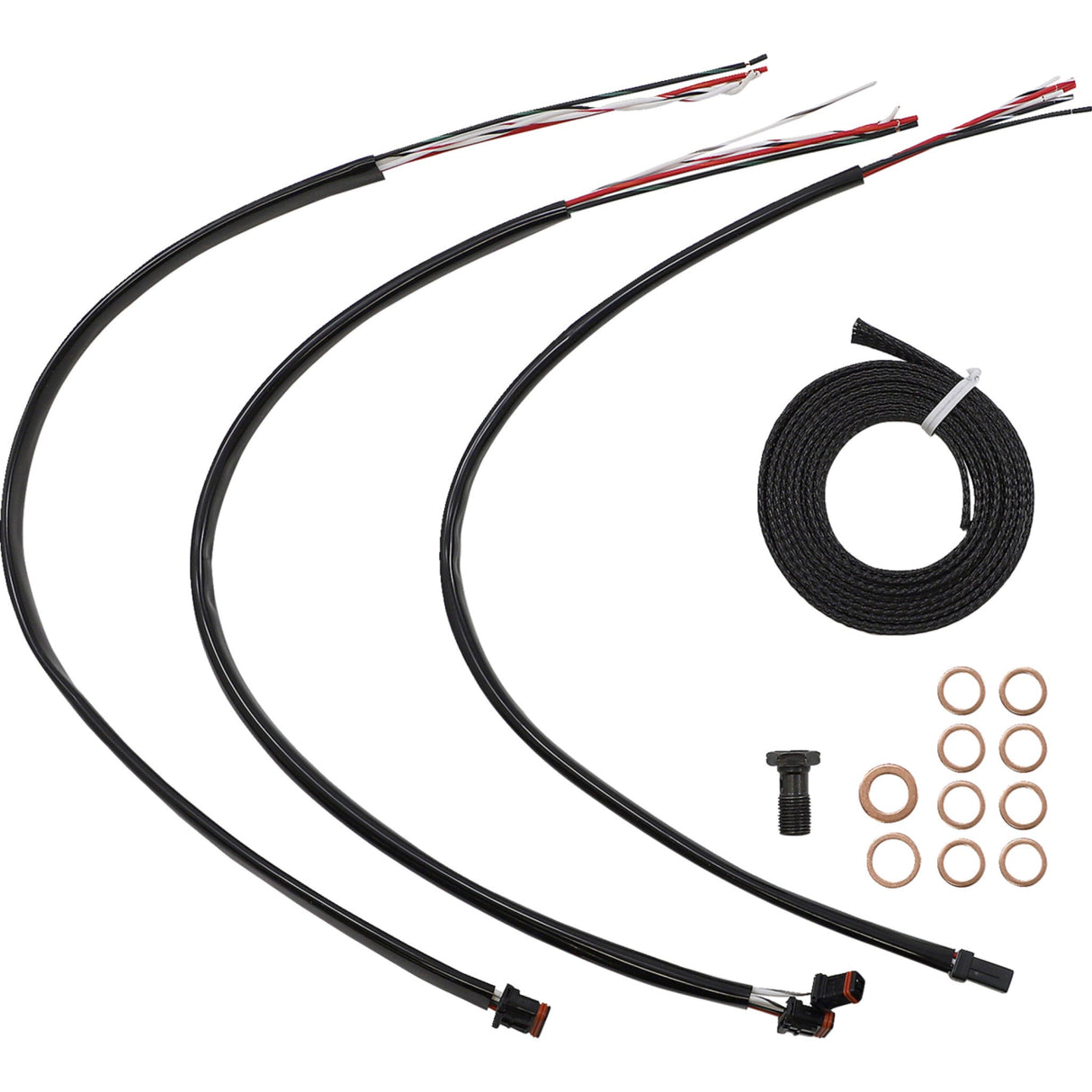 LA Choppers Complete Midnight Braided Handlebar Cable Brake Line Kit — Standard 12"-14" Handlebars ABS - LA-8056KT2-13M For Harley Touring 2021-2022