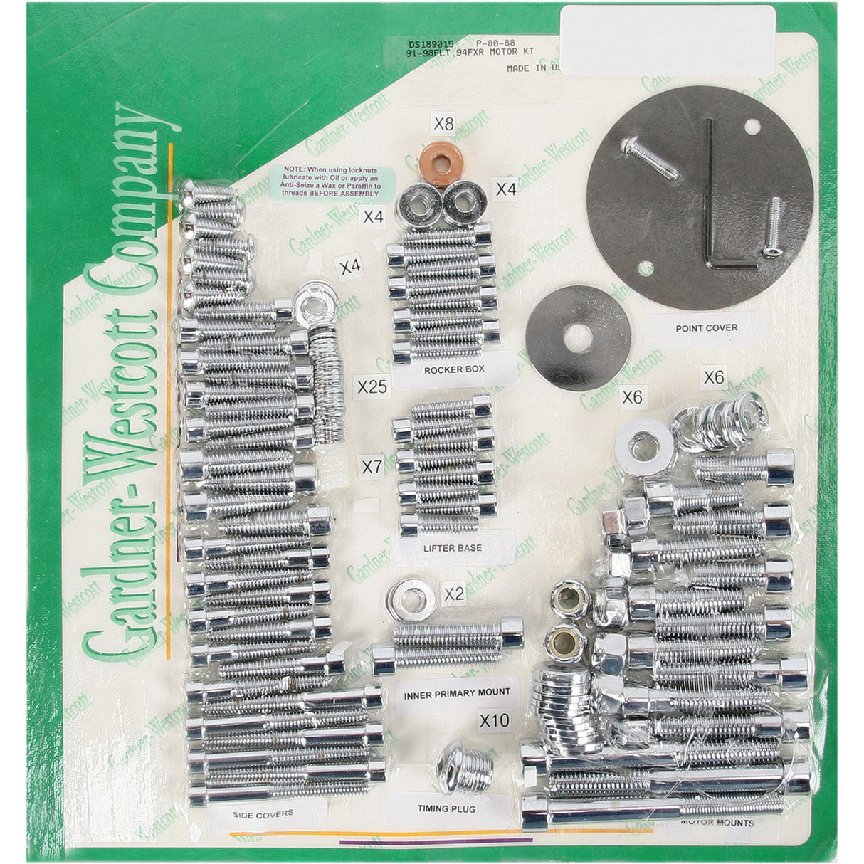 GARDNER-WESTCOTT DS189015 P-80-88 Big Twin Motor Sets Bolt Kit - Motor Set - Socket-Head