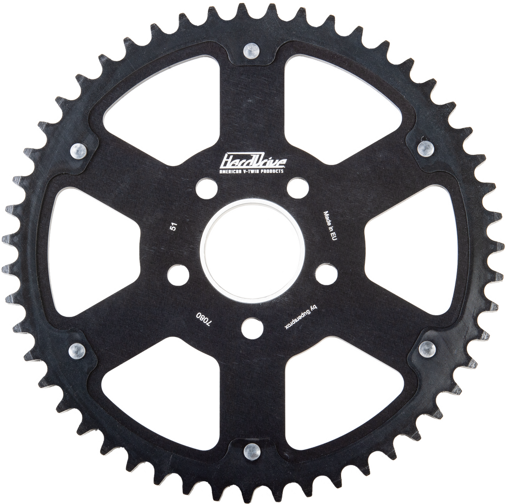 Harddrive Carbon Tooth Sprocket 49T Black Black 84-22 - RST-7080_WPS:49-BLK For Harley Touring 1984-2024
