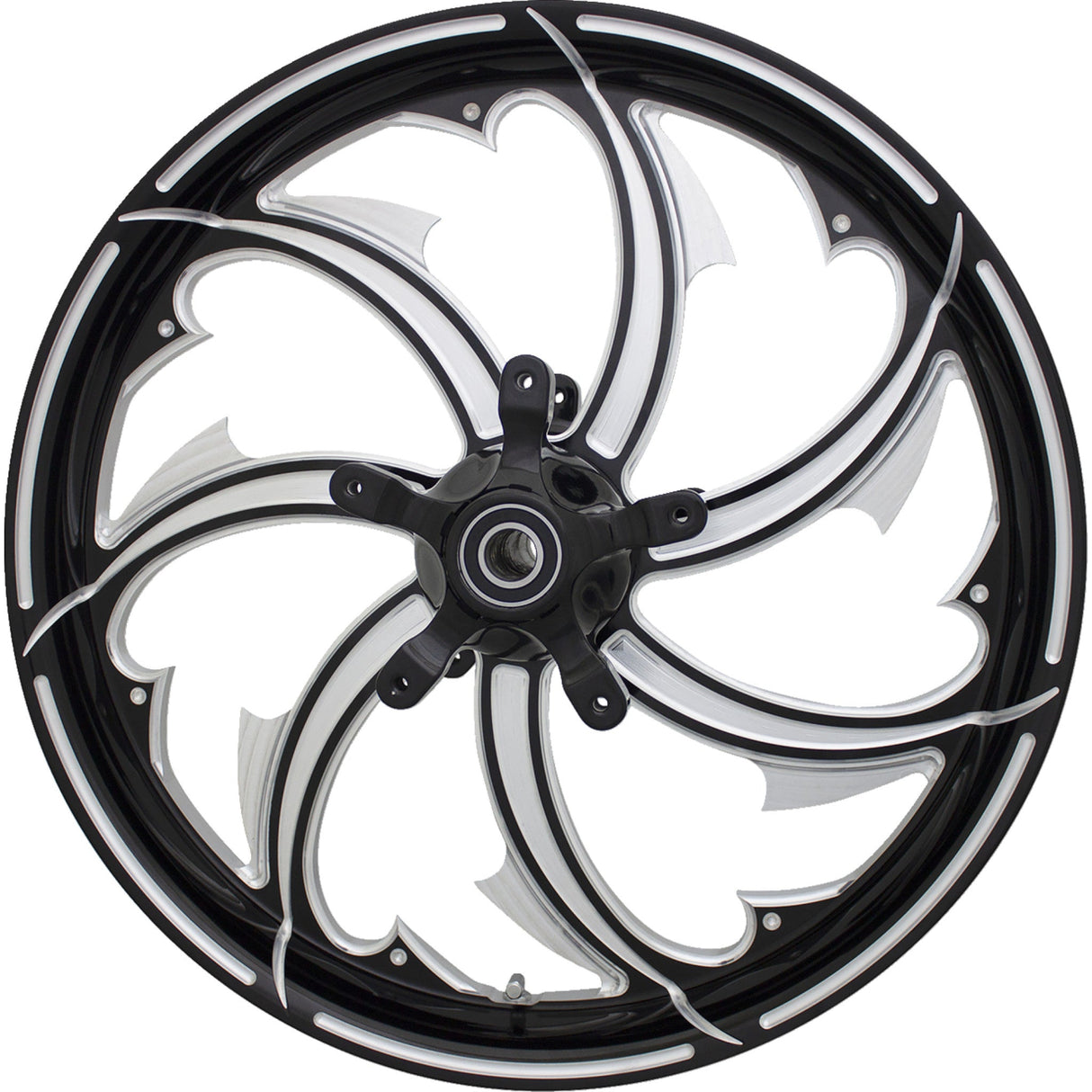 Coastal Moto Fury Moto Forged Aluminum Wheel Fury Rear Single Disc With ABS Black Cut 18x5.5 - FRY-185-BC-ABST For Harley Touring 2009-2026