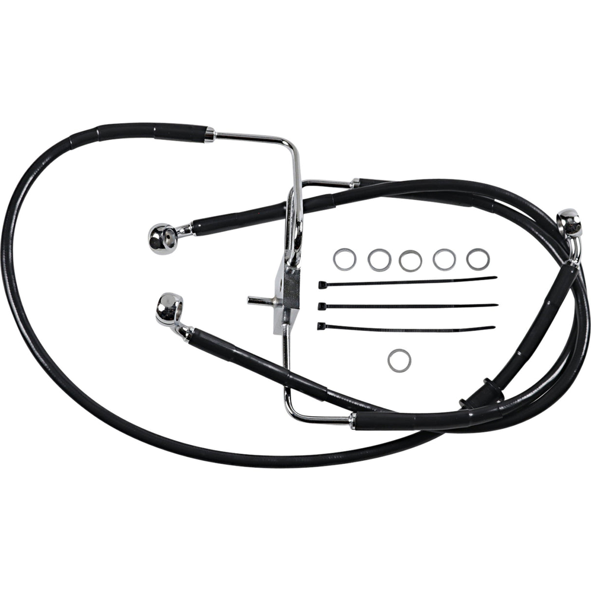 DRAG SPECIALTIES 1741-5856 Extended Length Stainless Steel Brake Line Brake Line - +10" - Black - XL