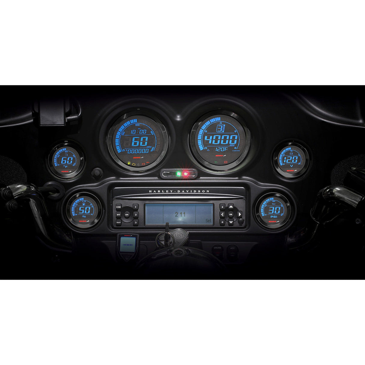 Koso North America HD-02 Six-Piece Gauge Kit Black - BA050903 For Harley Touring 2004-2013