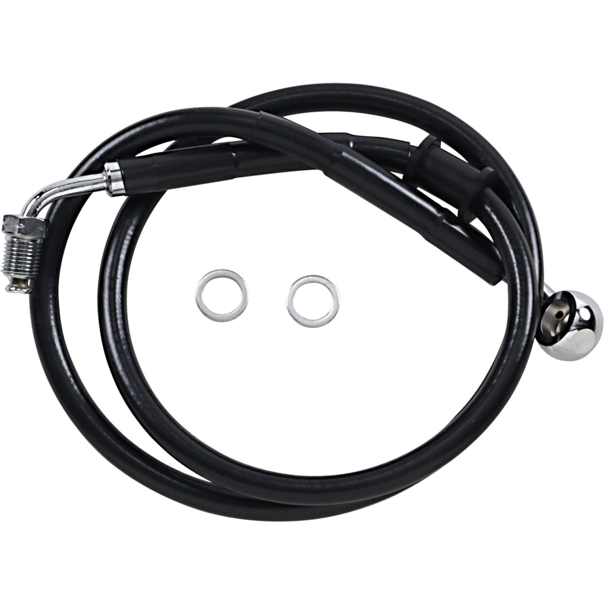 Drag Specialties Extended Length Stainless Steel Brake Line +10" Black For Harley Softail 2018-2023