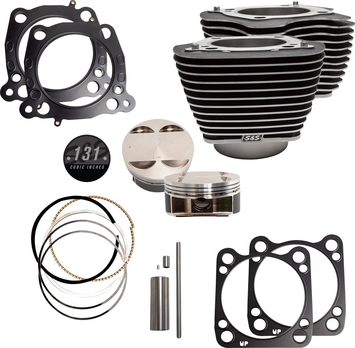 Cylinder & Piston Kit - 131" - Wrinkle Black with Highlighted Fins - M8 - 0931-0973