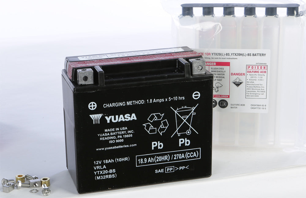 Yuasa Battery YTX20-BS Maintenance Free - YUAM32RBS For Harley 1980-1996 | Arctic Cat Snowmobiles 1991-2022 | Indian Scout / Spirit 2001-2003