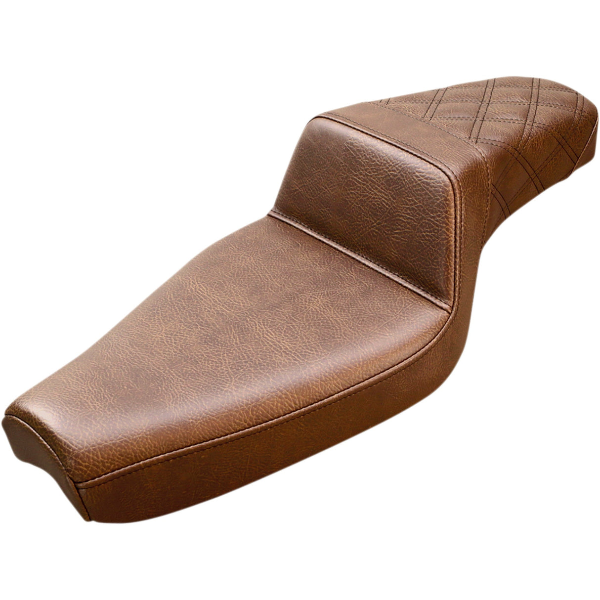 Saddlemen Step-Up Seat — Rear Lattice Stitch Brown - 807-03-173BR For Harley Sportster 2004-2020 (4.5G Tank)