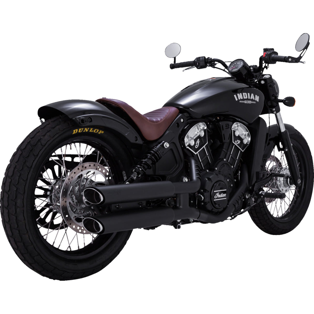 Vance & Hines Twin Slash 3" Slip-On Mufflers Black - 48323 For Indian Scout 2015-2022