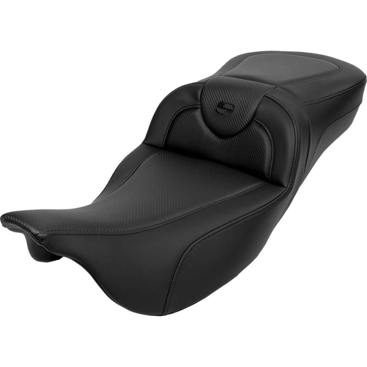 Saddlemen Roadsofa™ Carbon Fiber Seat Black Stitch Backrest - 808-07B-186B0 For Harley Touring 2008-2023