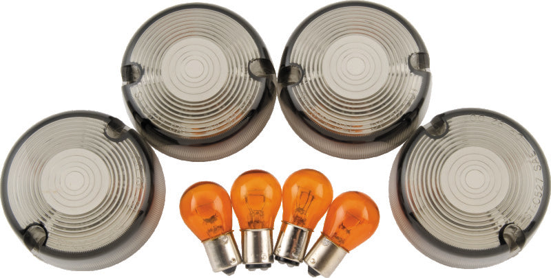 Biker's Choice Bikers Choice Fxst Smoked Turn Signal Lens & Amber Bulb Kit Repl H-D 69306-02 - 482544 For Harley 1986-2001