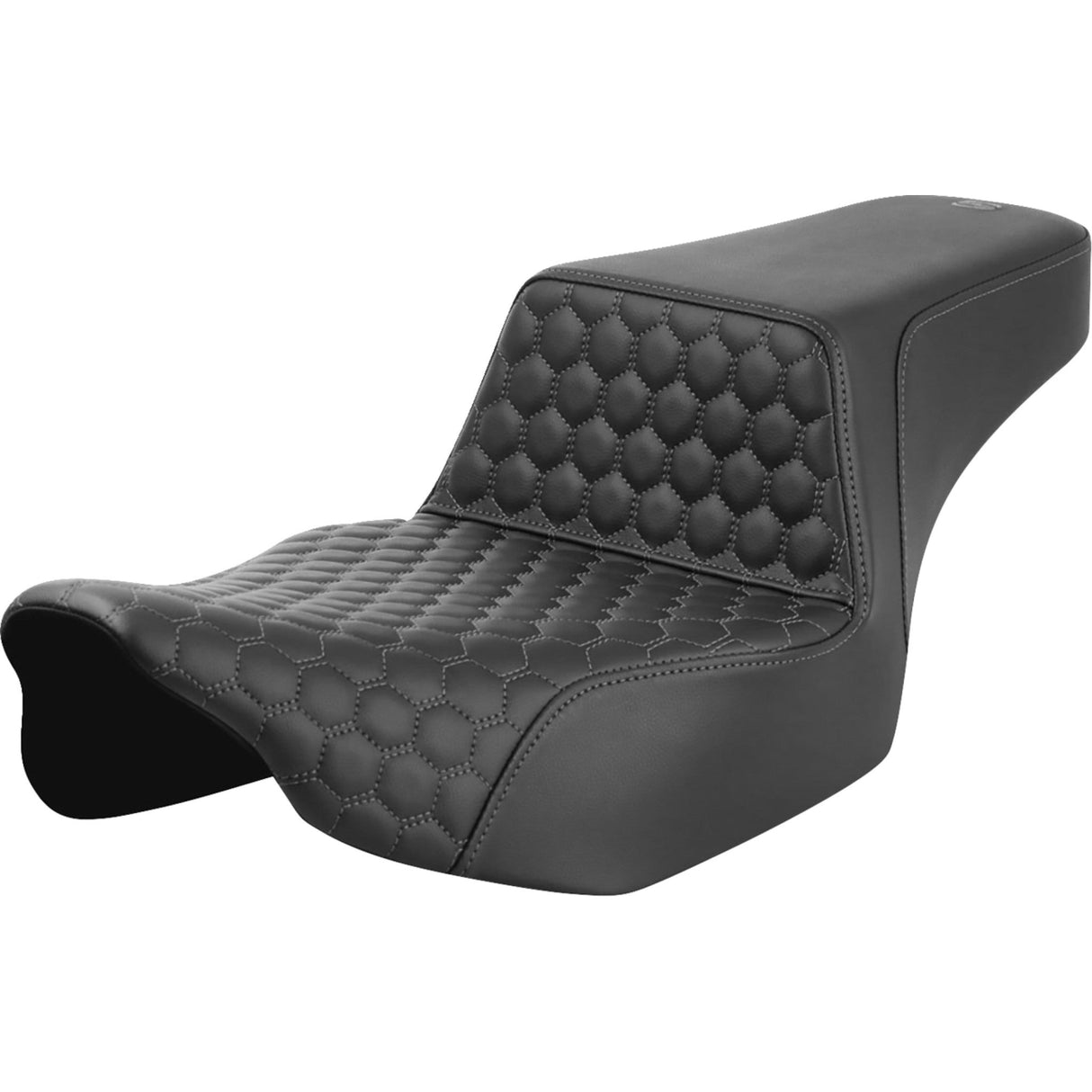 Saddlemen Honeycomb Step-Up Seat Extended Reach Front Honeycomb Gray Stitch - 823-07-17802 For Harley Touring 2023-2026