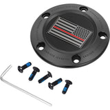 Figurati Designs Timing Cover 5 Hole Red Line American Flag Black - FD75-TC-5H-BLK For Harley Motorcycles 1999-2017