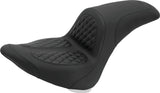Mustang Motorcycle Wide Tire (200mm) Fastback 1PC Seat With Diamond Stitch Black - 76982 For Harley Softail 2006-2017