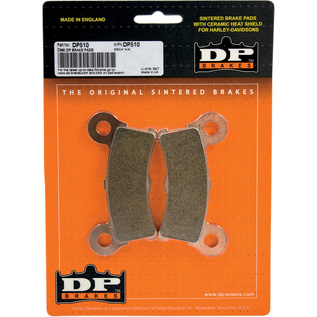 DP Brakes Sintered Metal Harley Buell Brake Pads - DP510 For Harley Touring 2009-2013