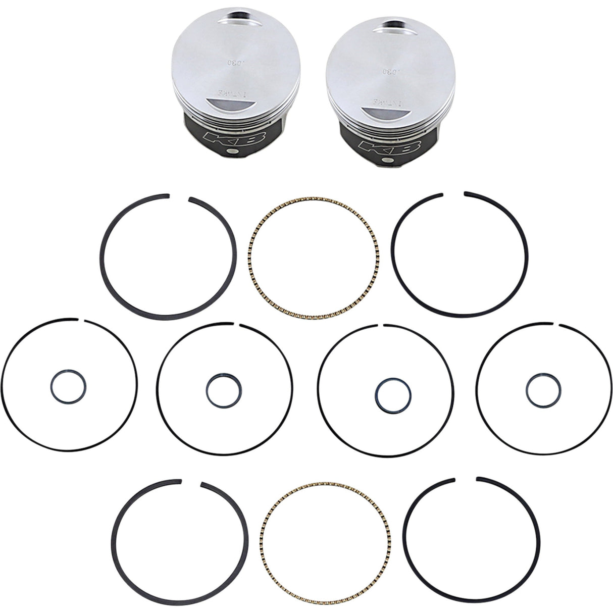 KB Performance Hypereutectic Piston Kit 3.750" +0.030" 8.8:1 CR 88" Twin Cam - KB425C.030 For Harley Motorcycles 1999-2006