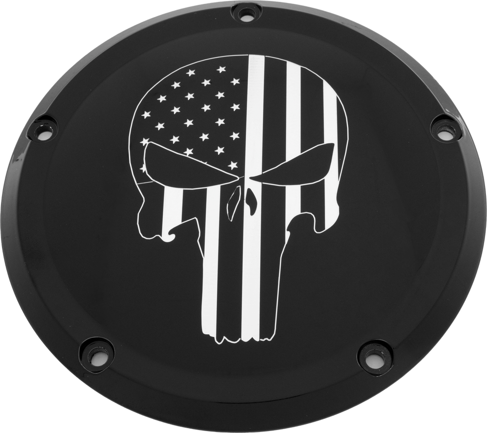 Custom Engraving 6 M8 Softail Derby Cover Punisher Black - PATR22-67BG For Harley Softail 2018-2022