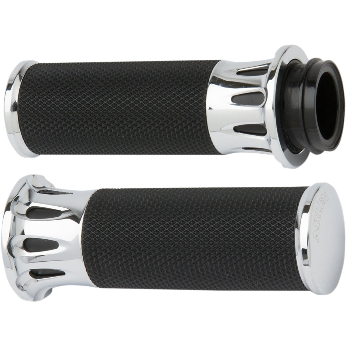Arlen Ness Fusion Deep Cut Grips Cable Chrome - 07-316 For Harley Motorcycles 1976-2022