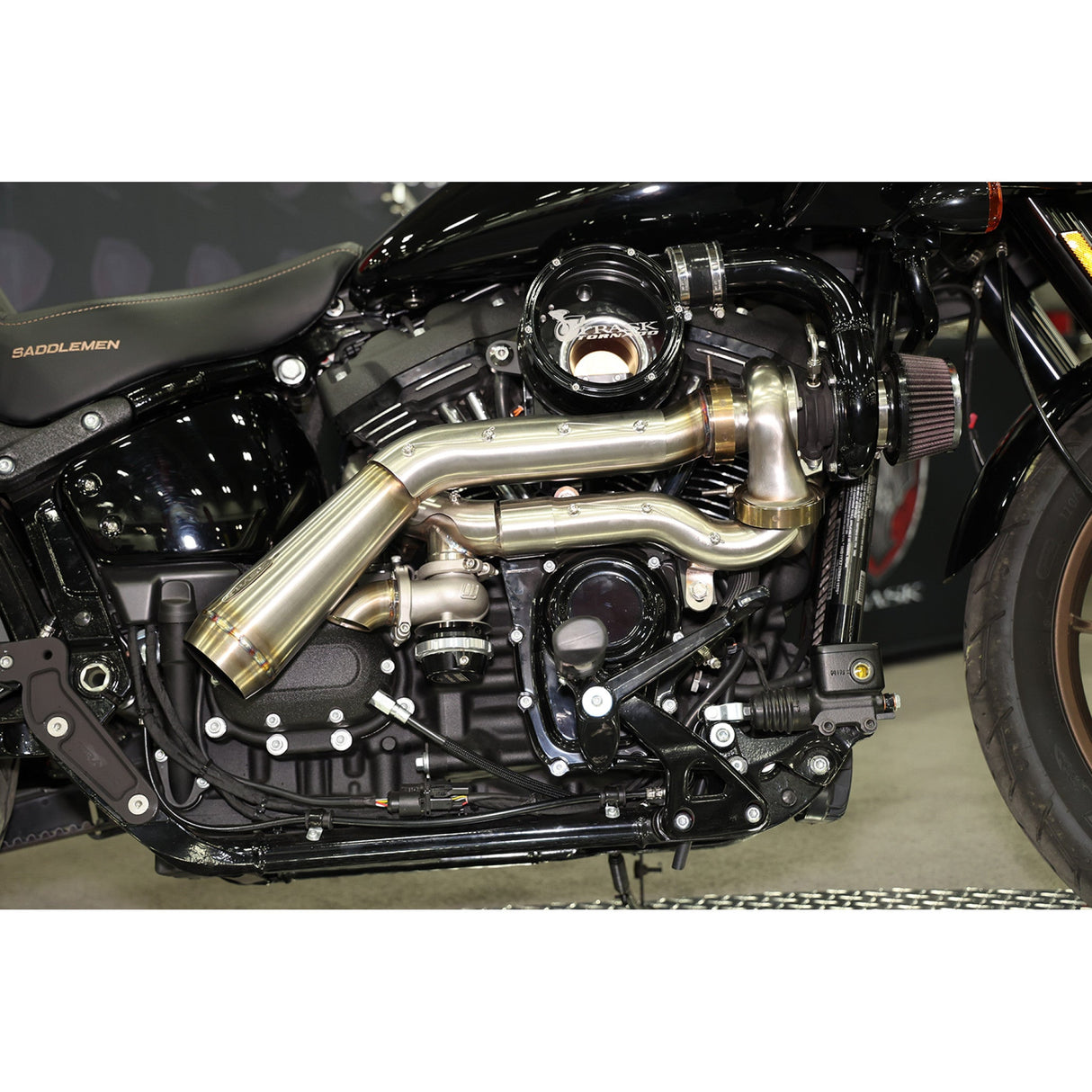Trask Tornado Turbo Performance Kit Polished With Brushed Stainless Steel Exhaust M8 - TM-7600-PO For Harley Motorcycles 2017-2023