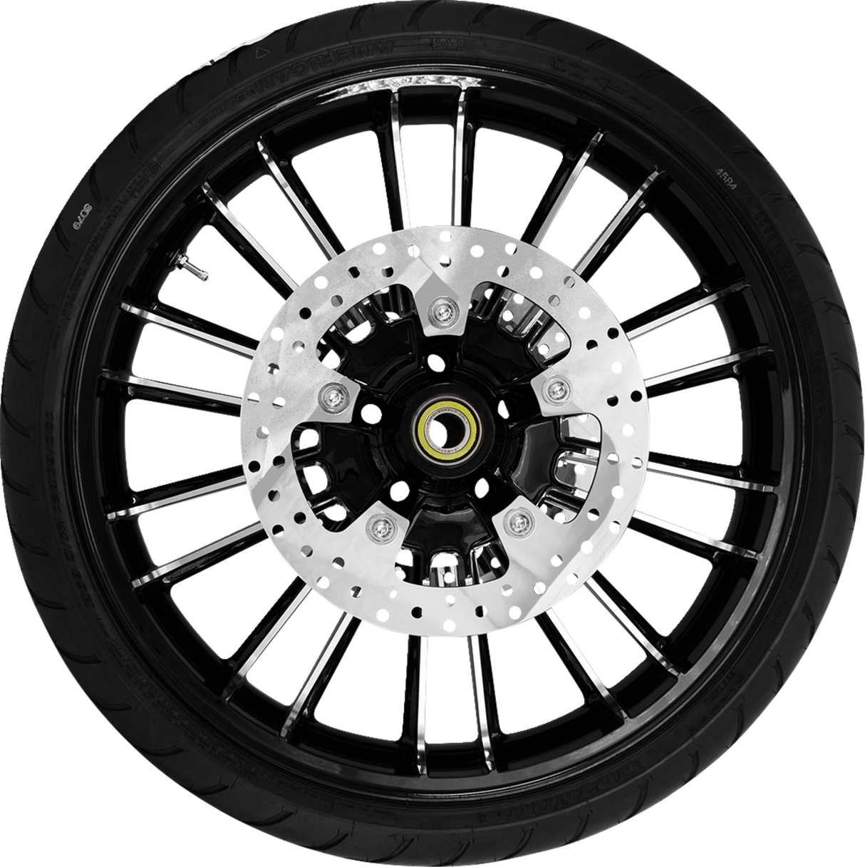 Atlantic Front Wheel - Black Cut (21") | Rotors (11.8") | Dunlop Tire (130/60B21) - 0335-0021