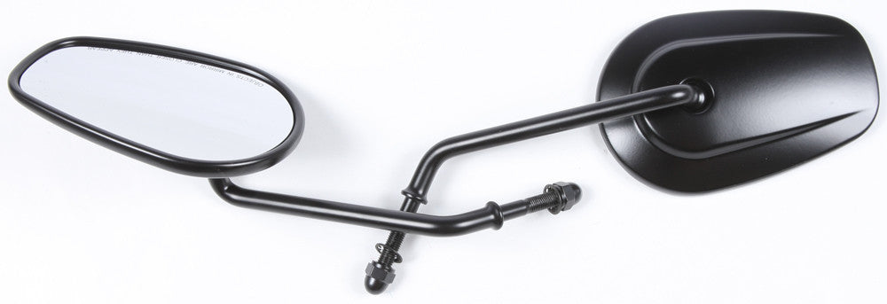 Harddrive Mirror OE Style Tapered Long Stem Black - 18-500BK For Harley Motorcycles 1970-2018
