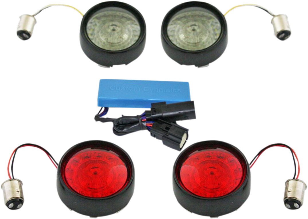 Complete Front & Rear Turn Signal Conversion Kit with Bullet Bezel Lenses