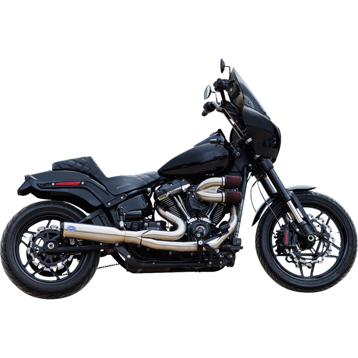 S&S Cycle 2-Into-1 Qualifier Exhaust System 50-State Silver Softail - 550-1103 For Harley Softail 2018-2024