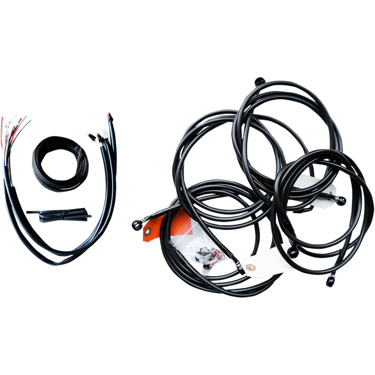 LA Choppers Complete Midnight Braided Handlebar Cable Brake Line Kit — Standard 12"-14" Handlebars ABS - LA-8053KT2-13M For Harley Touring 2016