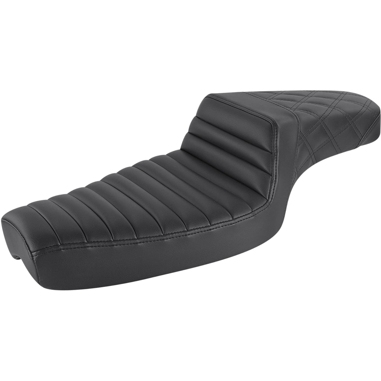 Saddlemen Step-Up Seat — Rear Lattice Stitch Front Tuck-N-Roll Black - 879-03-176 For Harley Sportster 1996-2003 (3.3G Tank)