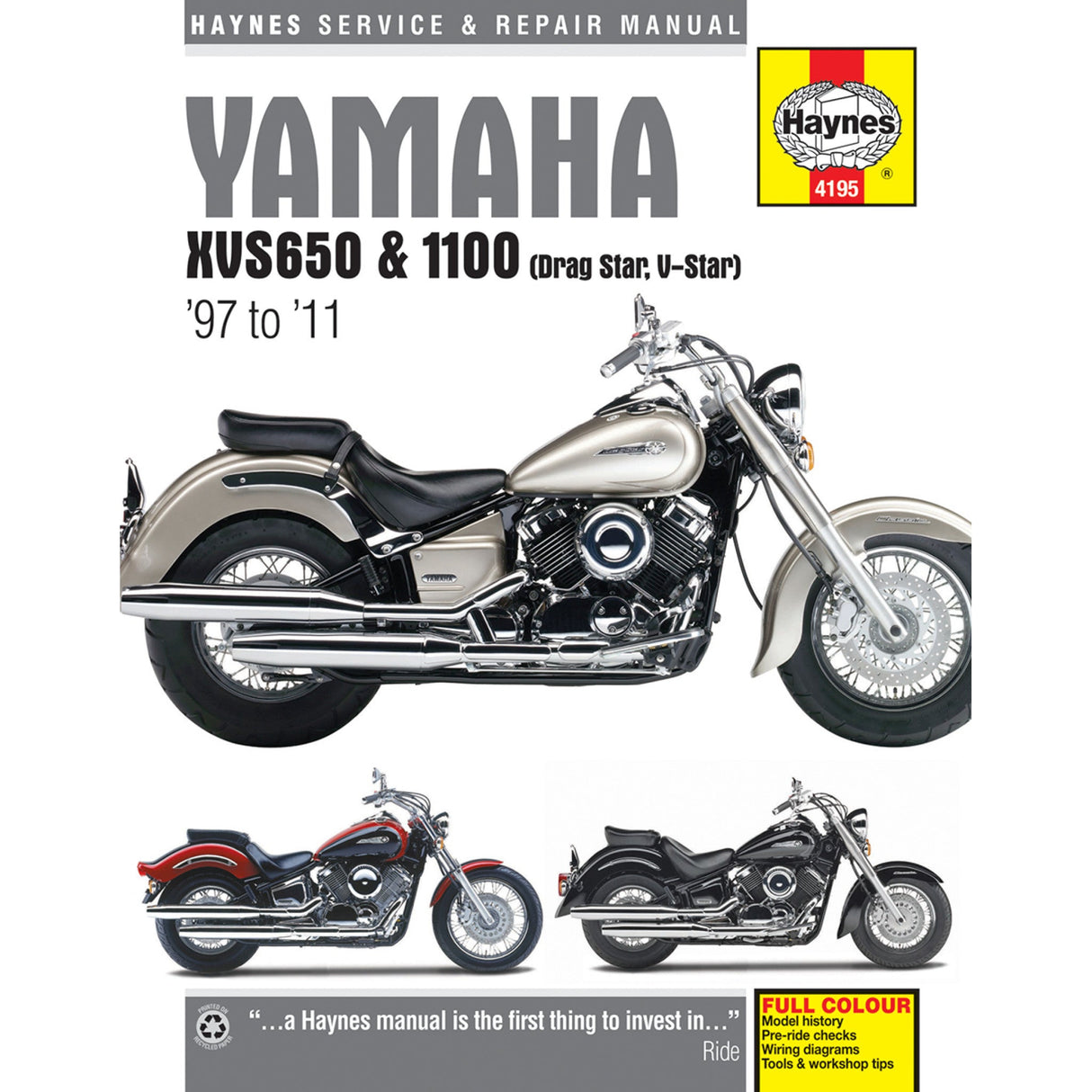 Haynes Service Manual - M4195 Yamaha 1100 Star Custom / 650 Star Custom / Star 1100 Custom 1997-2011