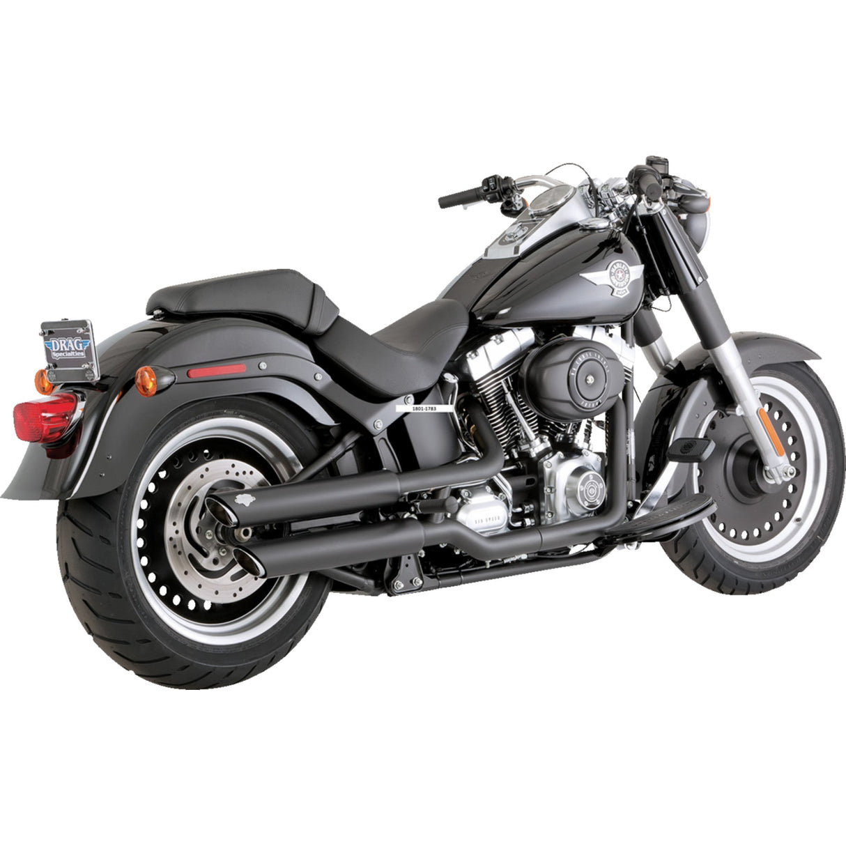 Vance & Hines Twin Slash 3" Slip-On Mufflers Black - 46844 For Harley Softail 2007-2009