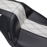 LePera Outcast GT Seat Full-Length Without Backrest Black Double Diamond With White Inlay - LK-987GT1 For Harley Touring 2008-2023