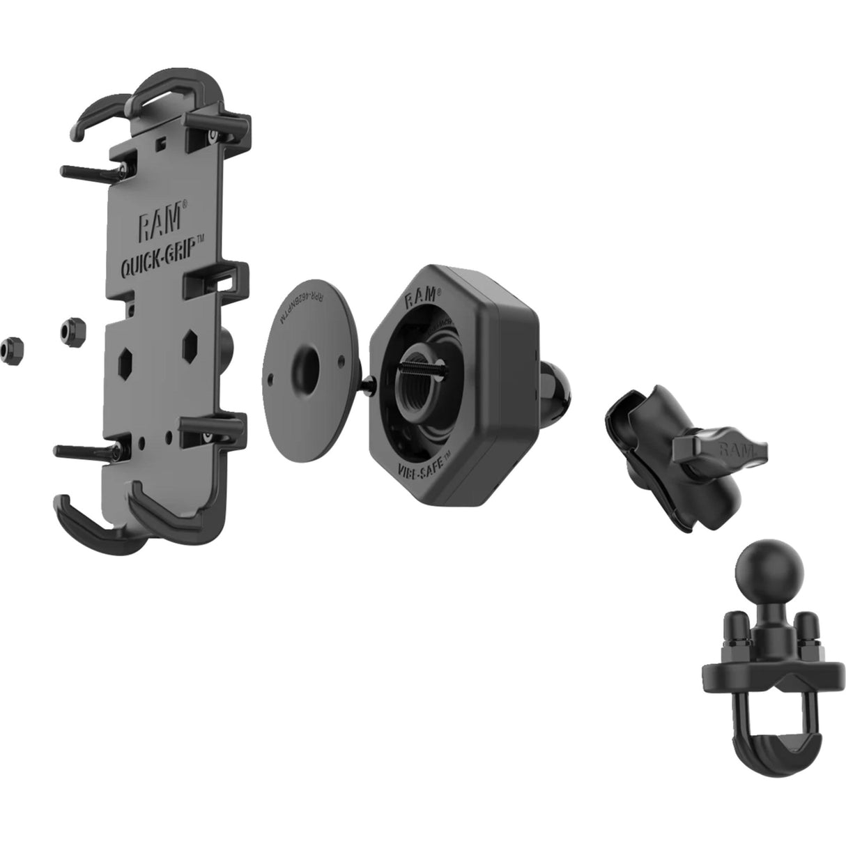 RAM MOUNTS 0636-0438 RAM-B-149Z-A-PD4-462 Quick Grip Phone Mount with U-Bolt Base Phone Mount - Quick Grip™ - Vibe Safe - U-Bolt Base