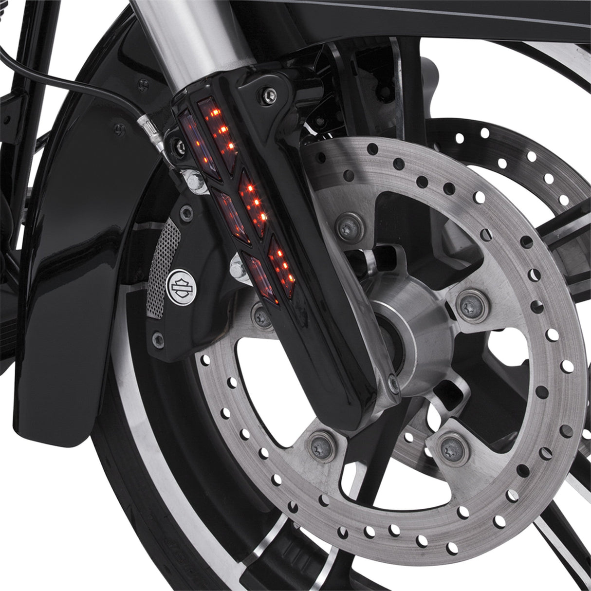 CIRO 0403-0137 43003 Forkini Lower Fork Leg Covers — with LED - Gloss Black - With LEDs