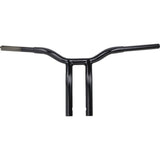 LA CHOPPERS 0601-4941 LA-7338-12B Kage Fighter Welded Bent-Riser Handlebar - One Piece - Bent - 12" - Black