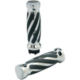 PRO-ONE Perf.mfg. Custom Twisted Rubber Grips TBW Chrome - 490011 For Harley Motorcycles 2008-2020