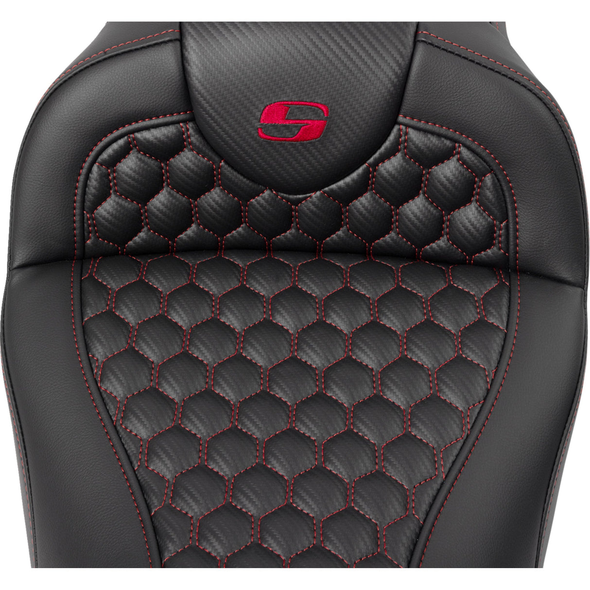 Saddlemen Honeycomb Roadsofa™ Seat Honeycomb Red Stitch With Backrest - 808-07B-189B4 For Harley Touring 2008-2025