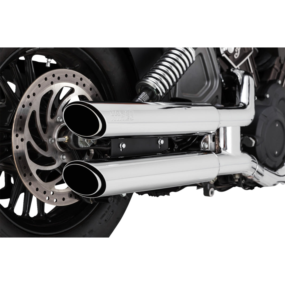 Vance & Hines Twin Slash 3" Slip-On Mufflers Chrome - 18323 For Indian Scout 2015-2022