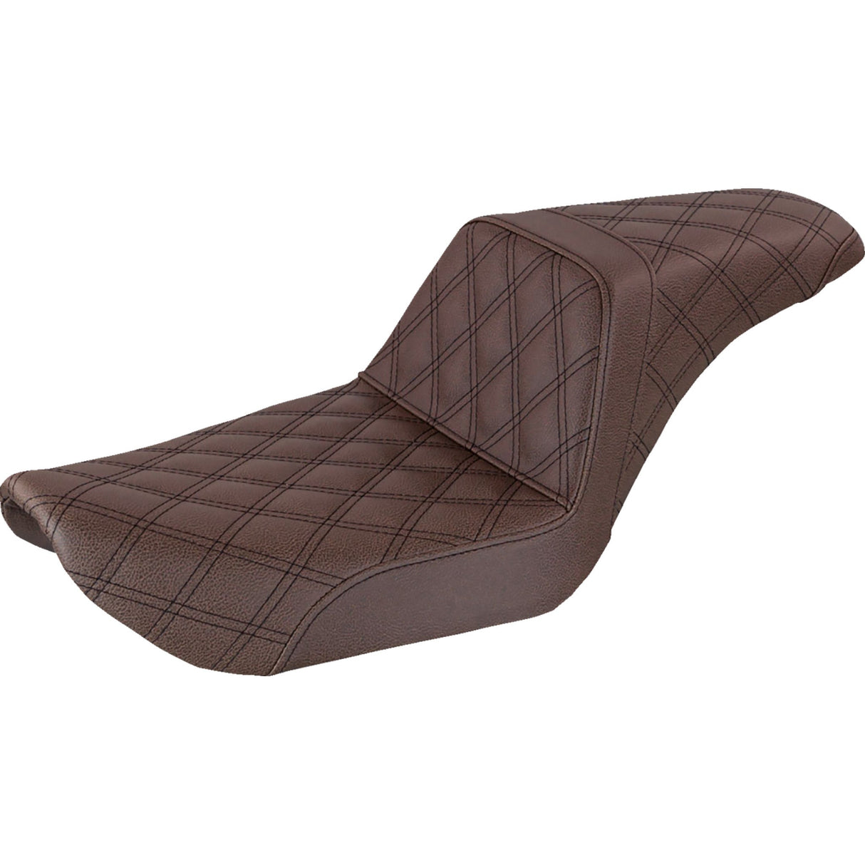 Saddlemen Step-Up Seat — Full Lattice Stitch Brown Dyna - 896-04-175BR For Harley Dyna 1996-2003