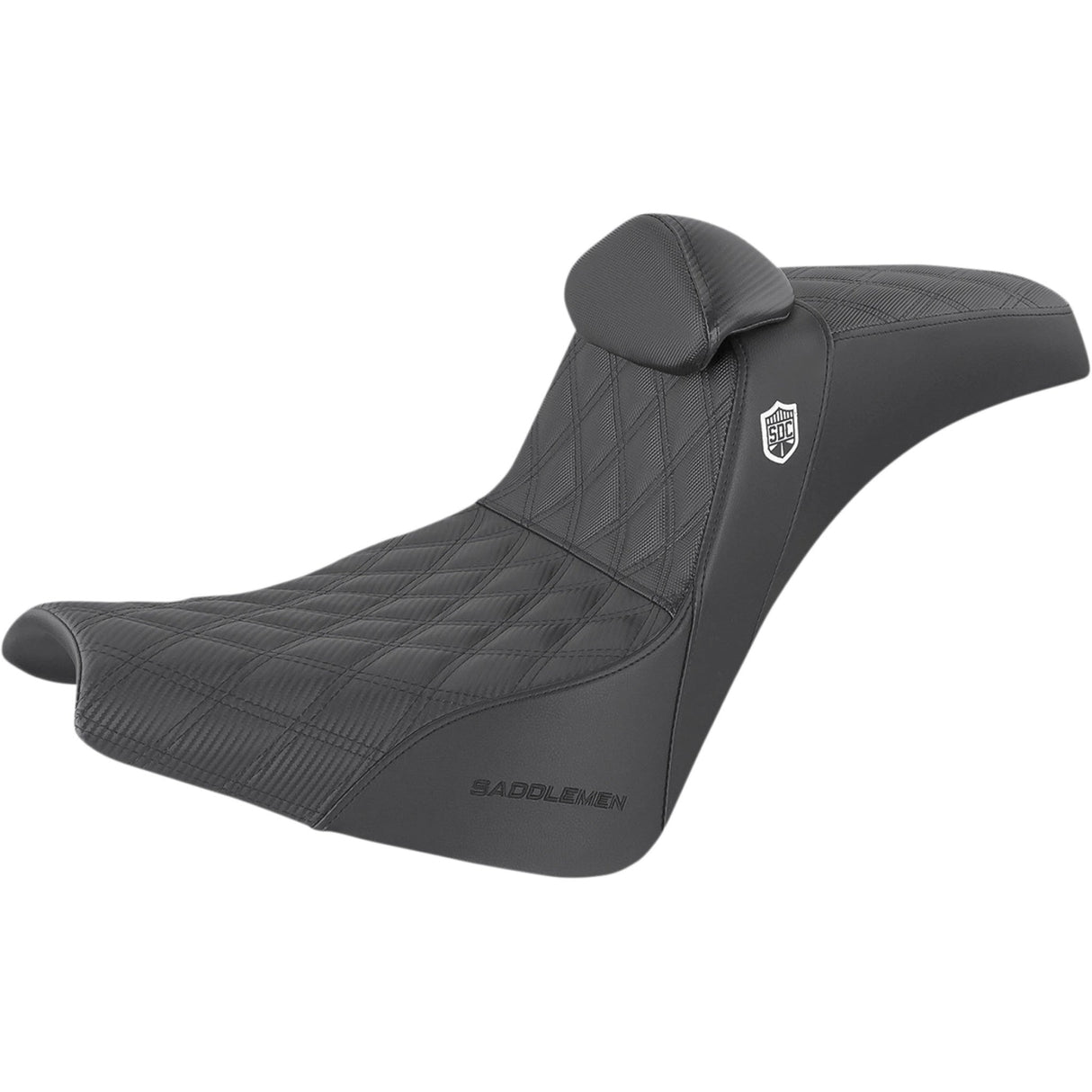 Saddlemen Pro Series SDC Performance Grip Seat With Backrest Lattice Stitch Lumbar Gripper FX - SC81830DBRT For Harley Softail 2018-2025