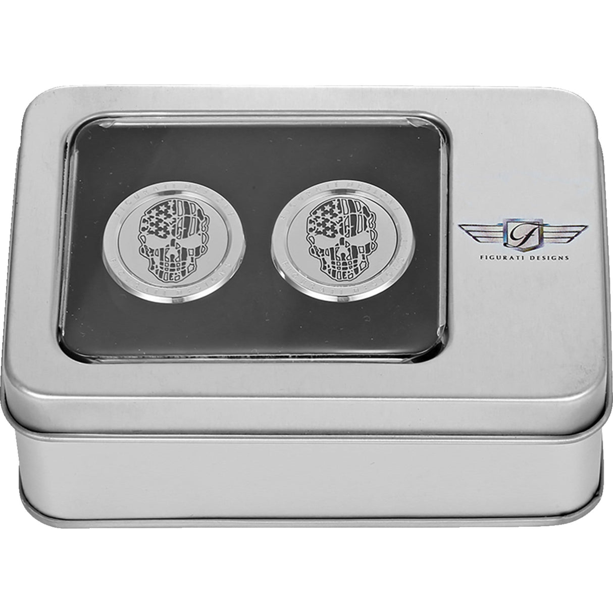 FIGURATI DESIGNS 3550-0355 FD27-DC-2730-SS Docking Covers american flag skull - contrast cut - silver