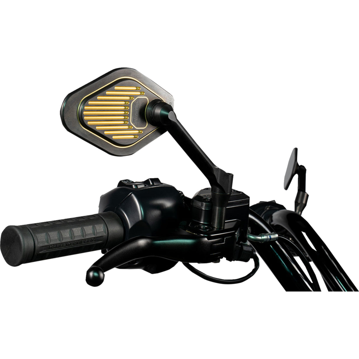 DRAG SPECIALTIES 0640-1867 Short Stem Adjustable Mirror Mirror - Adjustable - Black/Gold - Short Stem - Right