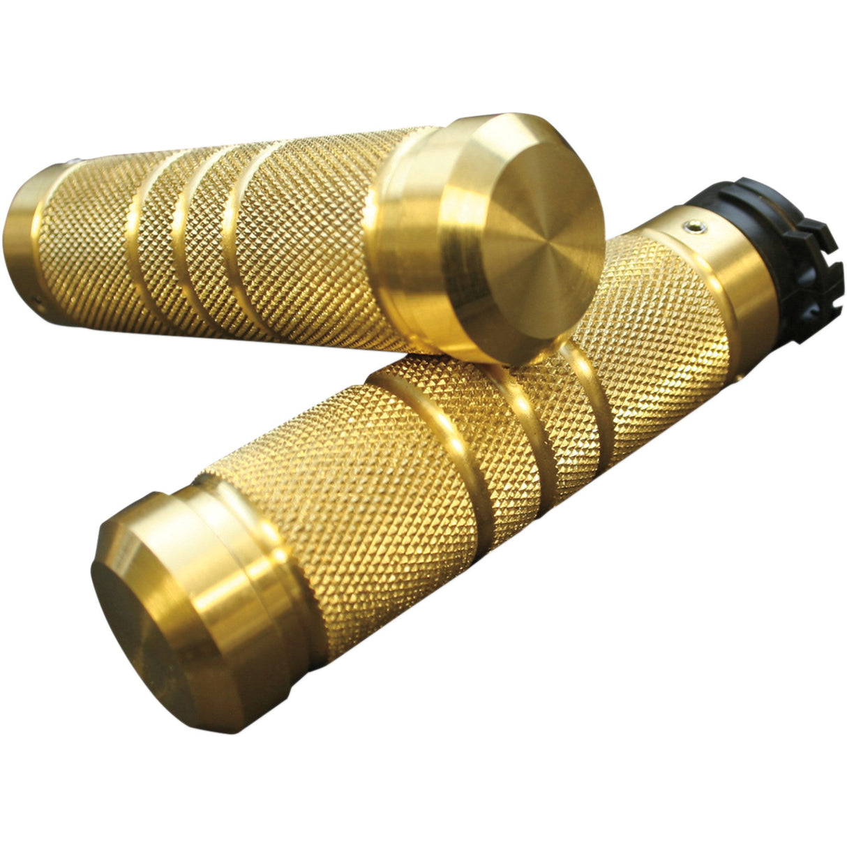 Accutronix Knurled Grooved Custom Grips Brass - GR100-KG5 For Harley Motorcycles 1980-2021