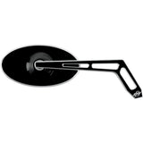 PRO-ONE PERF.MFG. 0640-0262 102320B Billet Aluminum Mirror Mirror - Weekend Warrior - Side View - Cut-Out - Oval - Black - Right