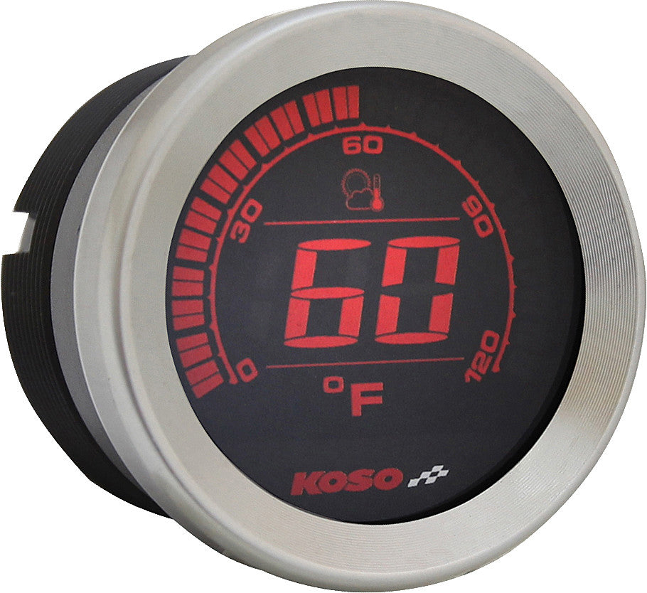 Koso North America HD-02 Series Gauge Kit Silver Bezel OIL Temp - BA050905 For Harley Touring 2004-2013