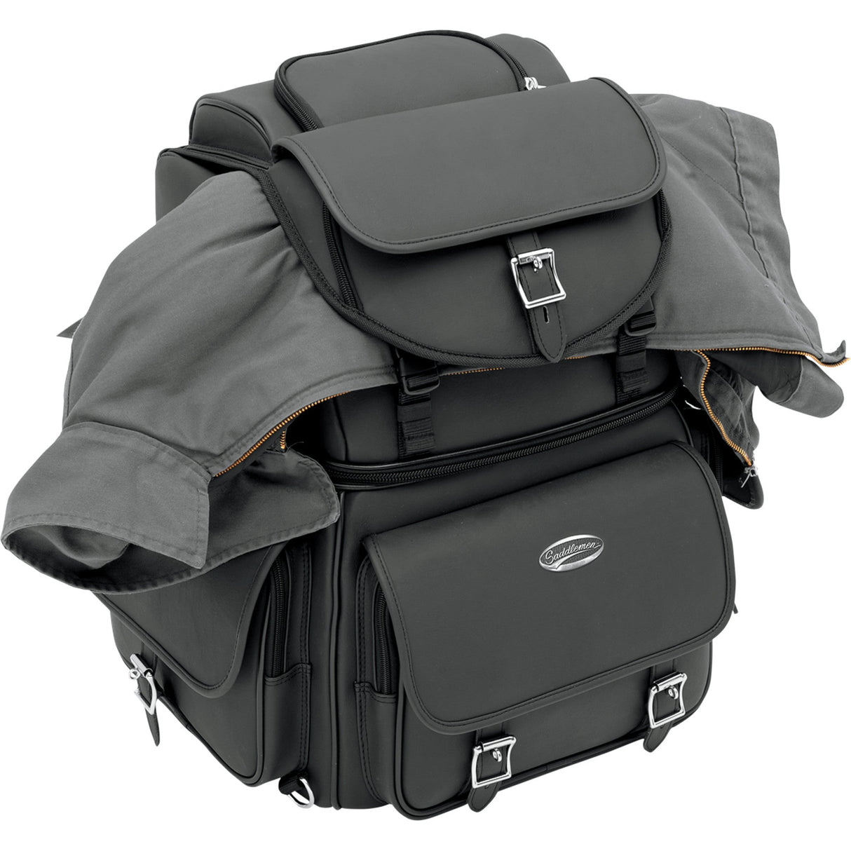 SADDLEMEN 3515-0120 EX000440 BR3400EX Combination Backrest, Backseat, and Sissy Bar Bag Sissy Bar Bag - Black