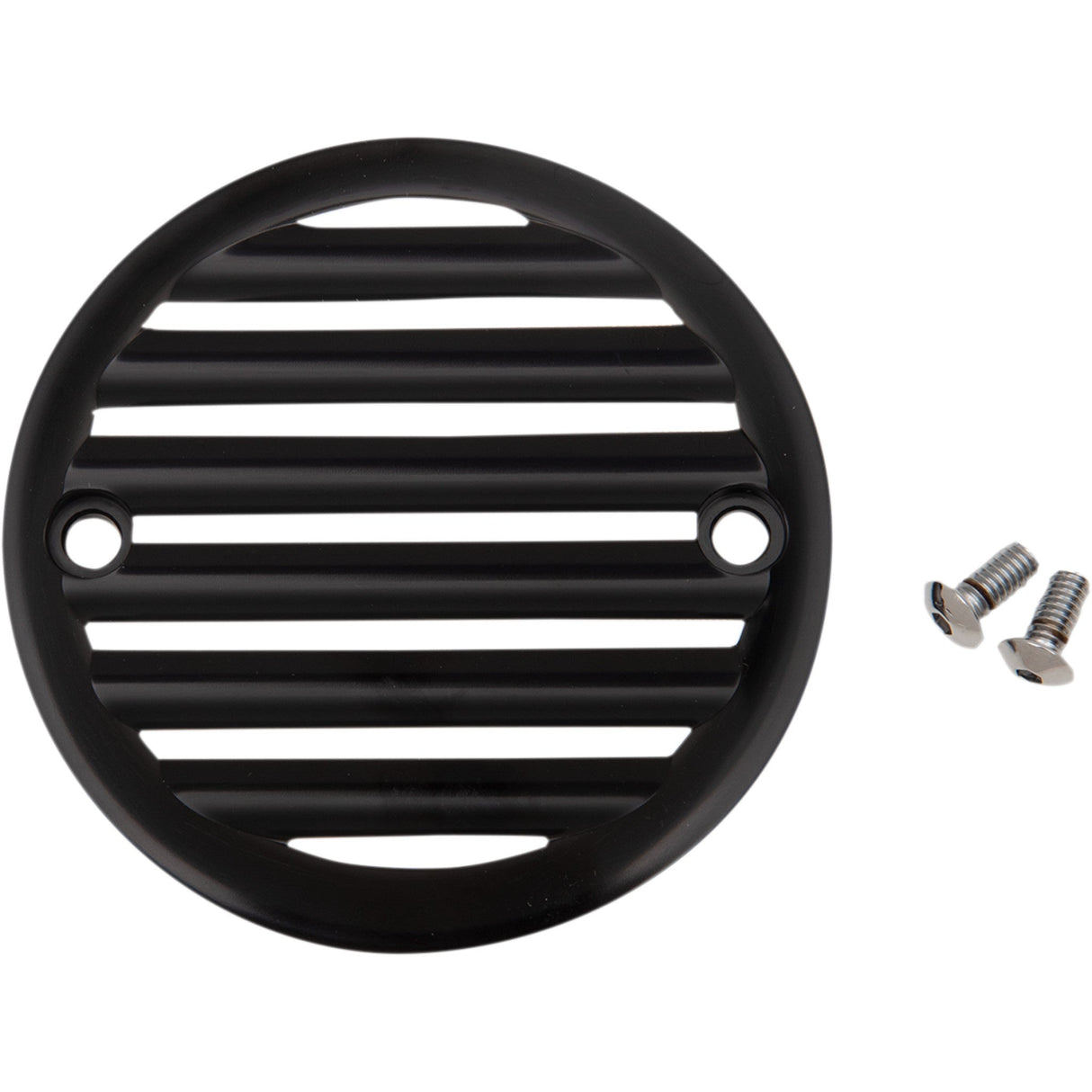 Joker Machine Points Cover Finned 2 Hole Black Anodized Silver - 02-98TC For Harley 1970-1994