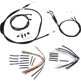 BURLY BRAND 0610-0626 B30-1043 Complete Black Vinyl Handlebar Cable/Line Kit for Ape Hanger Handlebars - 14"