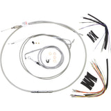Burly Brand Complete Stainless Braided Handlebar Cable Brake Line Kit 14" Ape Hangers - B30-1049 For Harley Softail 2000-2006