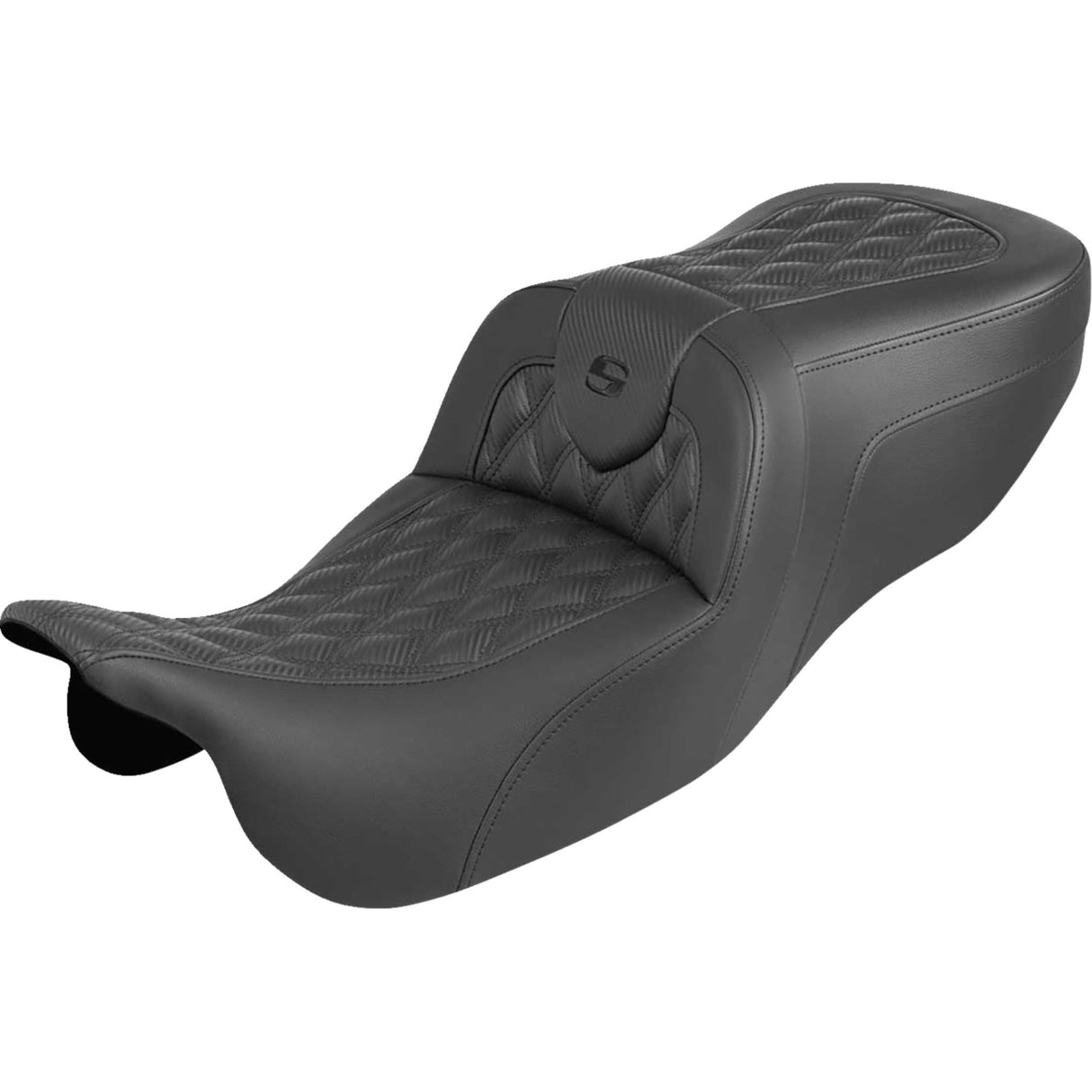 SADDLEMEN 0801-2247 815-07-20600 Roadsofa™ Carbon Fiber Seat lattice stitch - without backrest - flrt/fltrt '15-'25