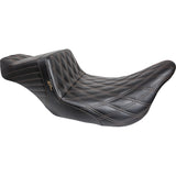 LePera Tailwhip Seat Double Diamond With Chestnut Thread Black - LK-587DD-CHET For Harley Touring 2008-2024