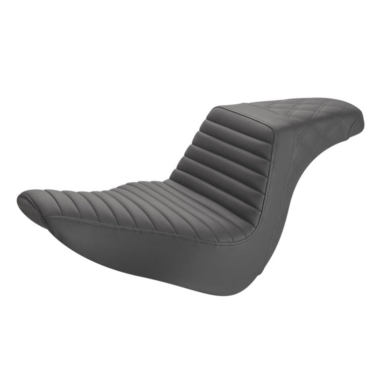 Saddlemen Step-Up Seat — Rear Lattice Stitch Front Tuck-N-Roll Black - 818-29-176 For Harley Softail 2018-2026
